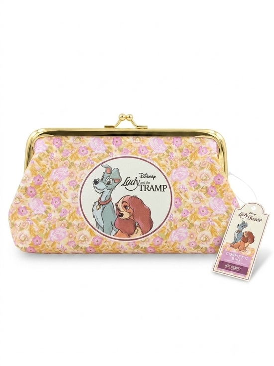 Disney Handbags - Disney Lady and the Tramp Floral Cosmetic Kiss-Lock Clutch - Pink & Gold